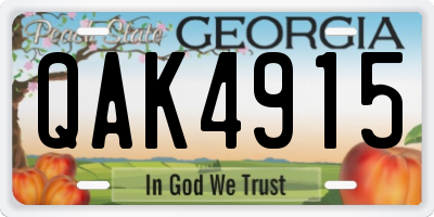 GA license plate QAK4915