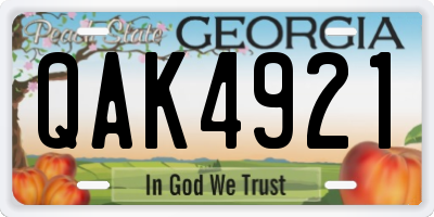 GA license plate QAK4921