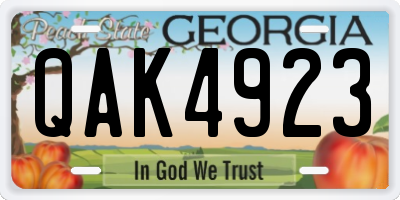 GA license plate QAK4923