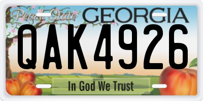GA license plate QAK4926