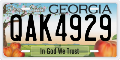 GA license plate QAK4929