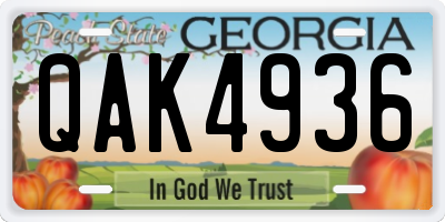 GA license plate QAK4936
