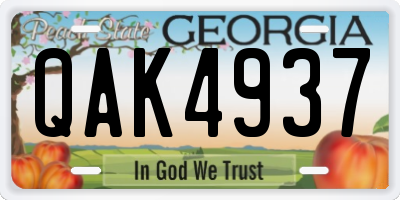 GA license plate QAK4937