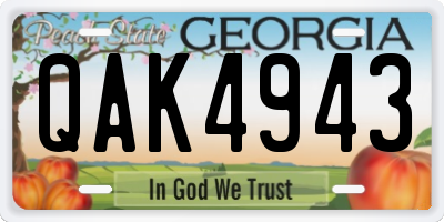 GA license plate QAK4943