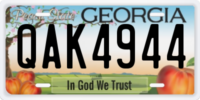 GA license plate QAK4944