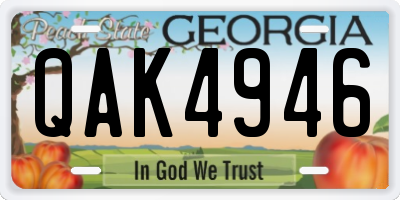GA license plate QAK4946