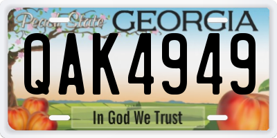 GA license plate QAK4949