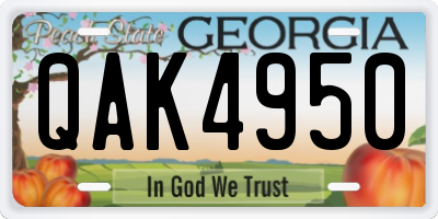 GA license plate QAK4950