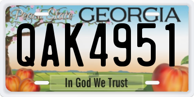 GA license plate QAK4951