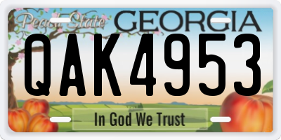 GA license plate QAK4953