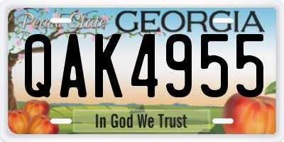 GA license plate QAK4955