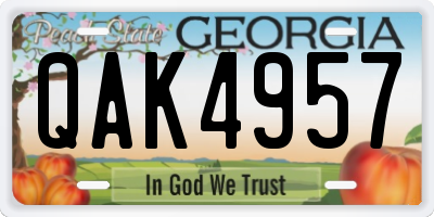 GA license plate QAK4957