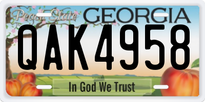GA license plate QAK4958