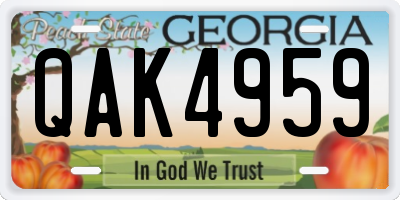 GA license plate QAK4959