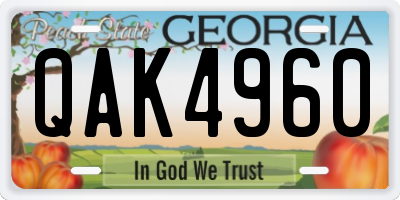 GA license plate QAK4960