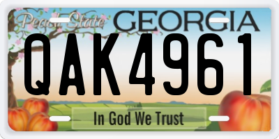 GA license plate QAK4961