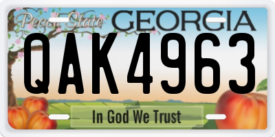 GA license plate QAK4963
