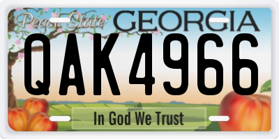 GA license plate QAK4966