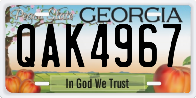 GA license plate QAK4967