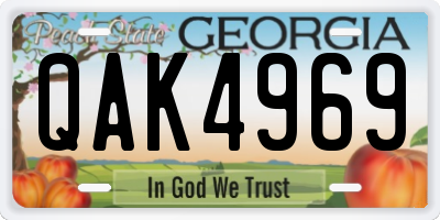 GA license plate QAK4969