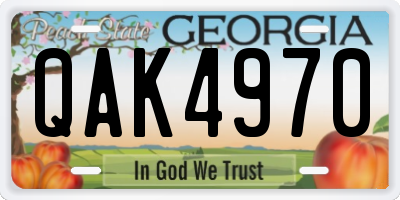 GA license plate QAK4970