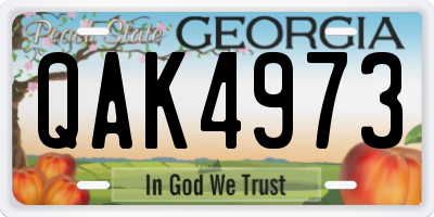 GA license plate QAK4973