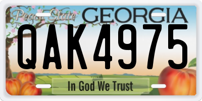 GA license plate QAK4975