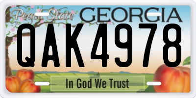 GA license plate QAK4978