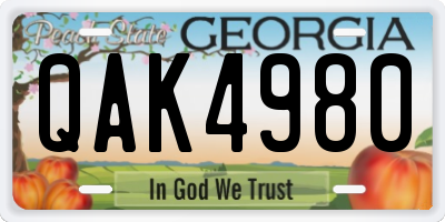 GA license plate QAK4980