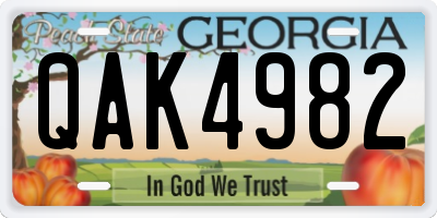 GA license plate QAK4982