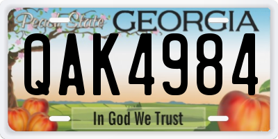 GA license plate QAK4984