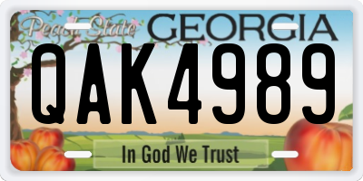 GA license plate QAK4989