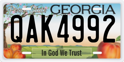 GA license plate QAK4992
