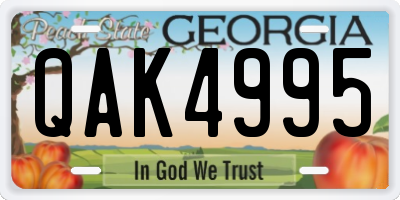 GA license plate QAK4995