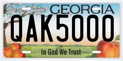 GA license plate QAK5000