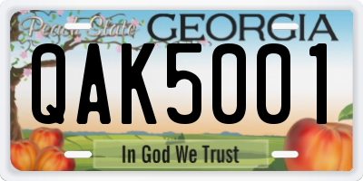 GA license plate QAK5001