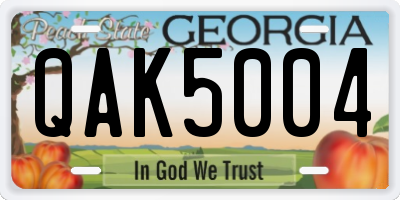 GA license plate QAK5004