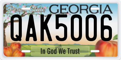 GA license plate QAK5006