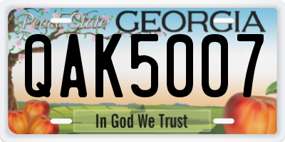 GA license plate QAK5007