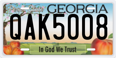 GA license plate QAK5008