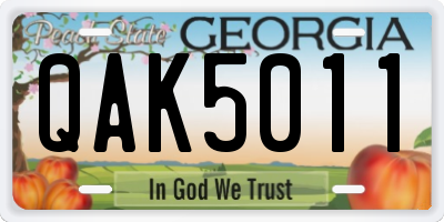 GA license plate QAK5011
