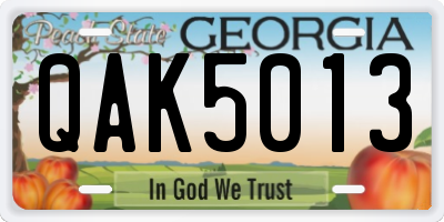 GA license plate QAK5013