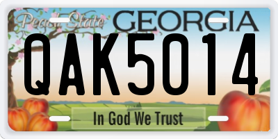GA license plate QAK5014