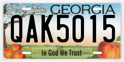 GA license plate QAK5015