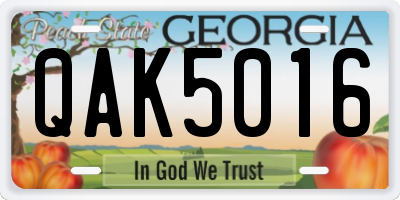 GA license plate QAK5016