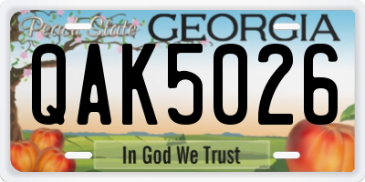 GA license plate QAK5026