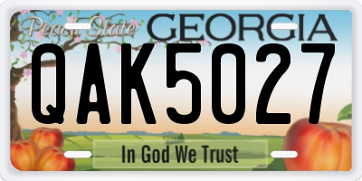 GA license plate QAK5027