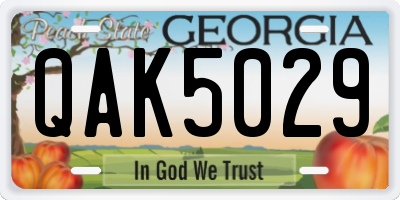 GA license plate QAK5029