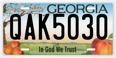 GA license plate QAK5030
