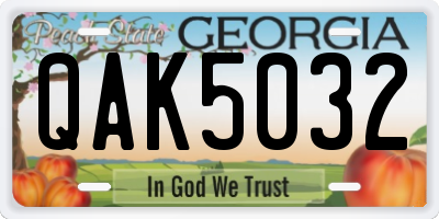 GA license plate QAK5032